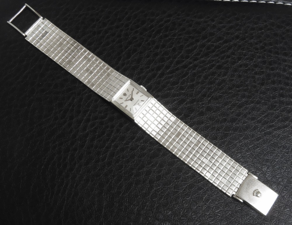Solid 9ct White Gold Rolex Precision Ladies Cocktail Watch c1960 View II