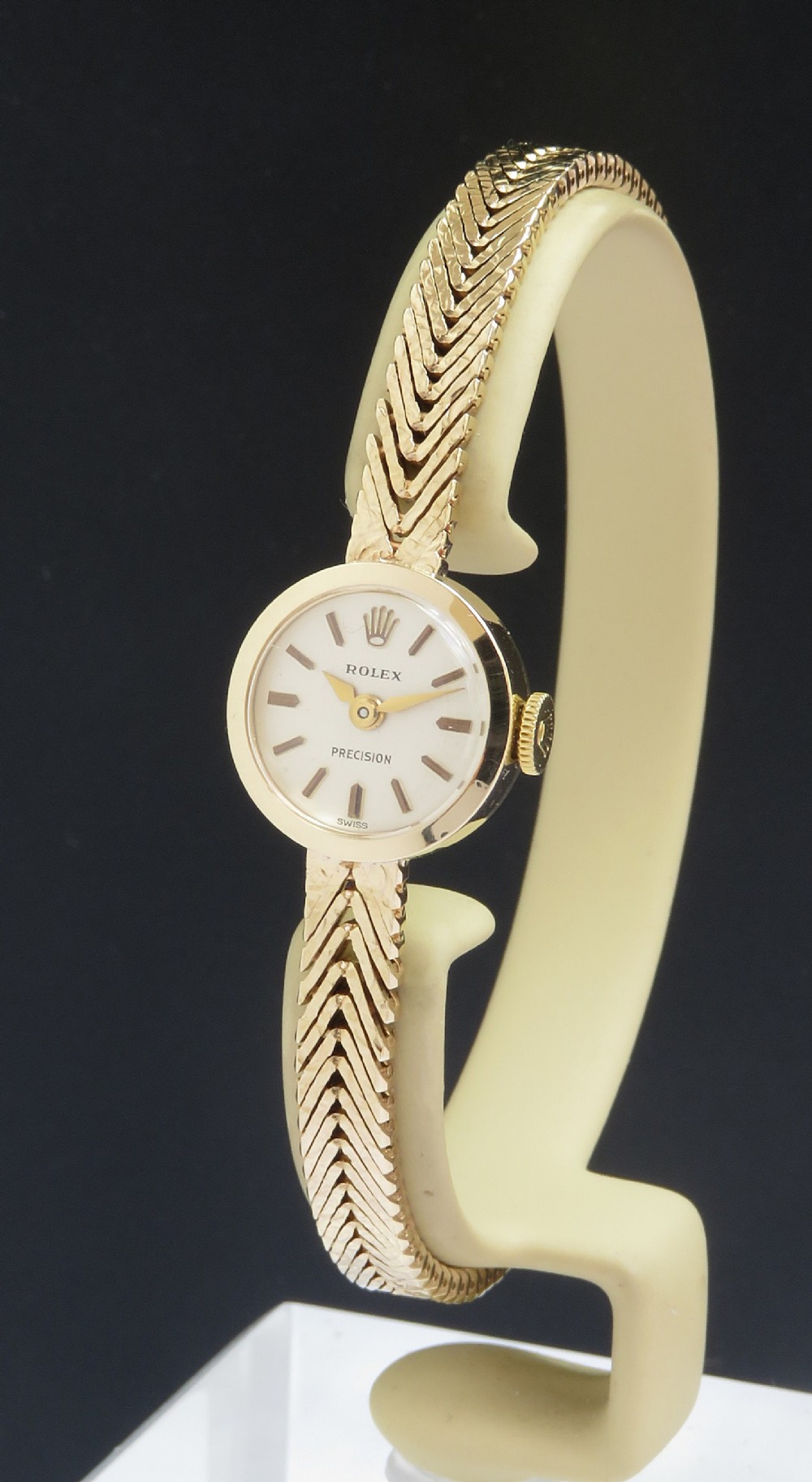 Mint Original Solid 9ct Gold Rolex Precision Ladies Cocktail Watch With Boxes and Paperwork c1969