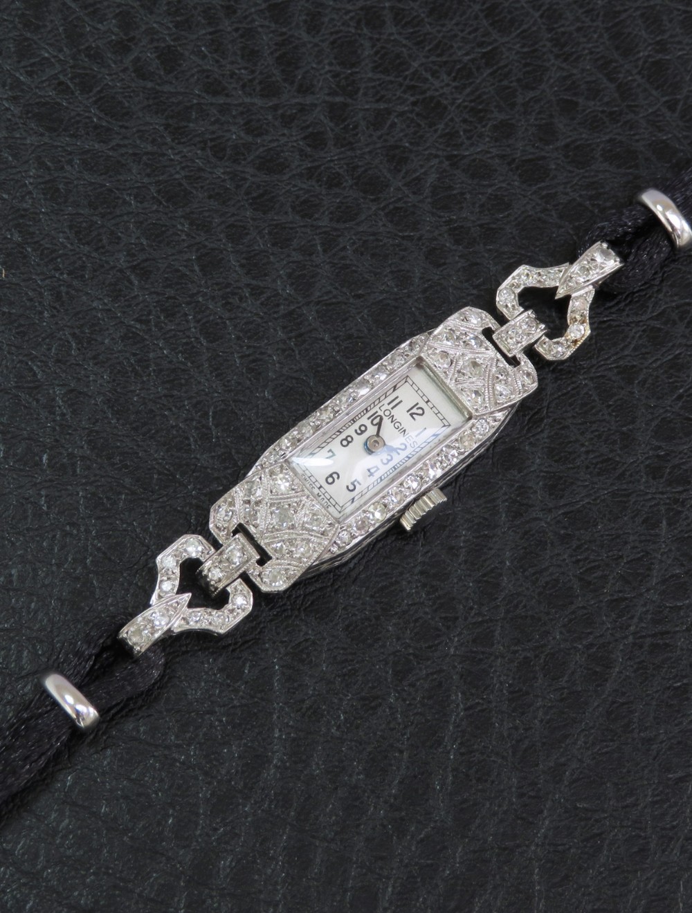Lovely Longines Platinum and Diamond Ladies Cocktail Watch c1950