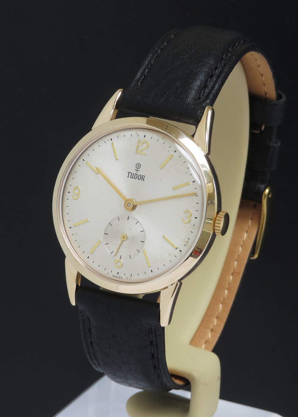 Solid 9ct Gold Rolex Tudor Mens Watch With Box c1961