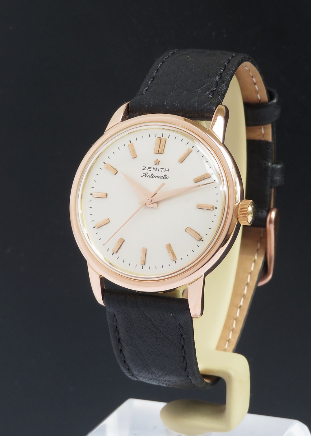Very Rare Solid 18ct Rose Gold Zenith Bumper Automatic c1955