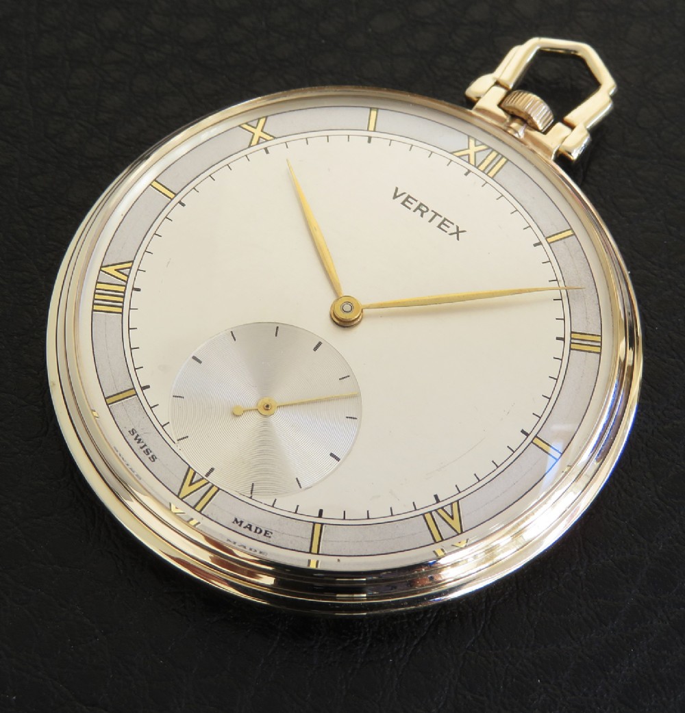 Solid 9ct Gold Art Deco Pocket Watch by Vertex c1951