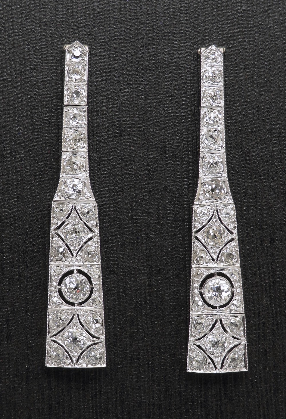 Stunning Pair of Platinum Diamond Art Deco Earrings c1930