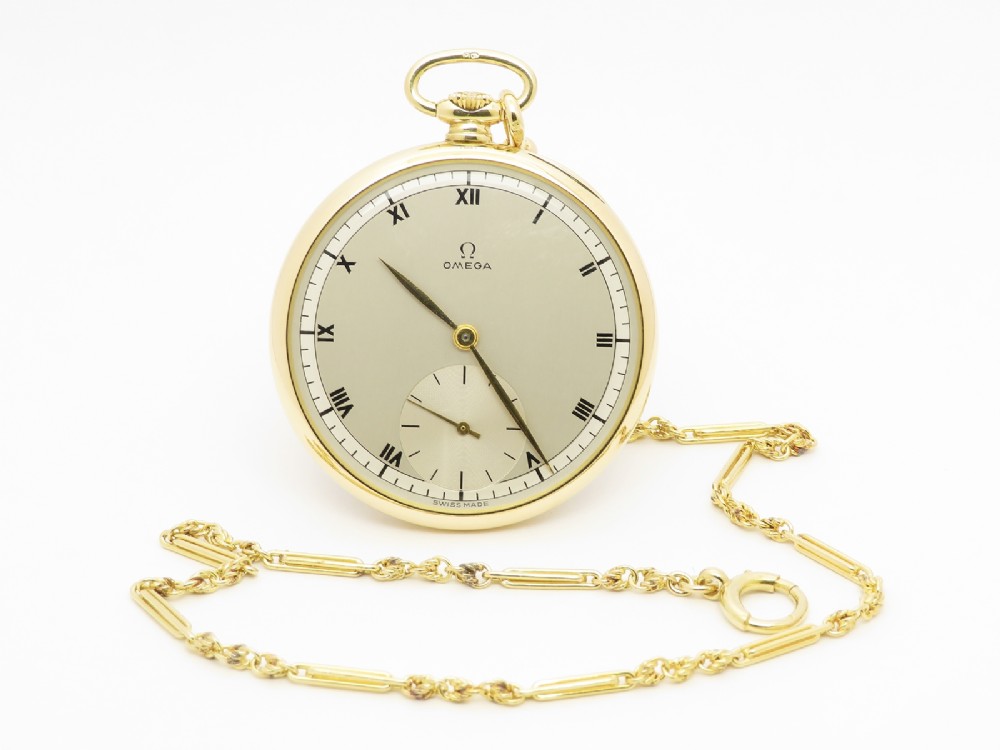 Museum Quality Solid 18ct Gold Omega Art Deco Pocket Watch 1954