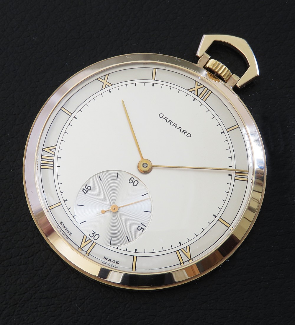 Mint Solid 9ct Gold Garrard Art Deco Pocket Watch With Box 1954
