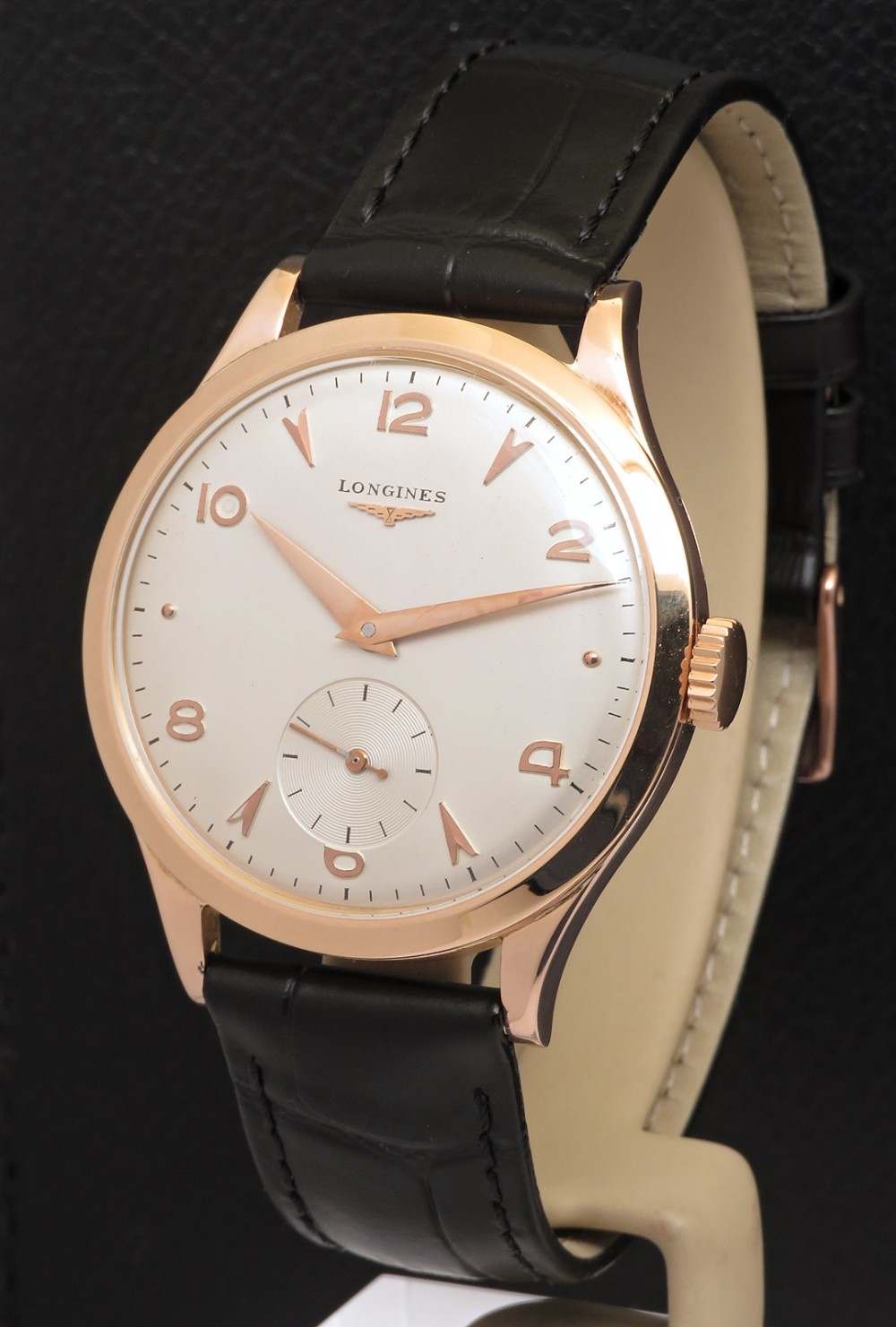 Mint All Original Oversize Solid 18ct Rose Gold Longines Calibre 27 1951