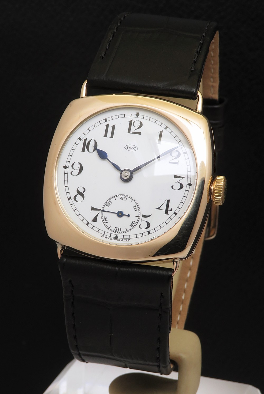 Very Rare Oversize Cushion Case Solid 9ct Rose Gold IWC Gents Watch c1930