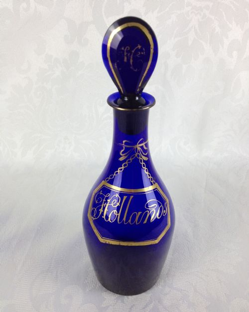 Georgian Bristol Blue Glass Hollands Club Decanter C.1825