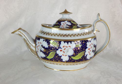 Georgian C.1810 New Hall Oval Teapot 921 Mazarine Blue George III