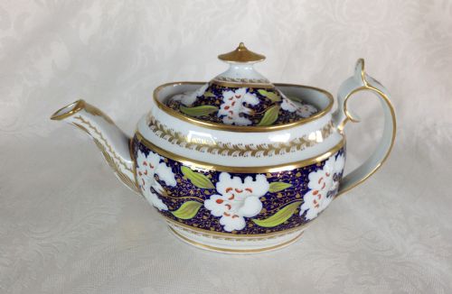 fig 1. Georgian c.1810 New Hall Oval Teapot 921 Mazarine Blue George III
