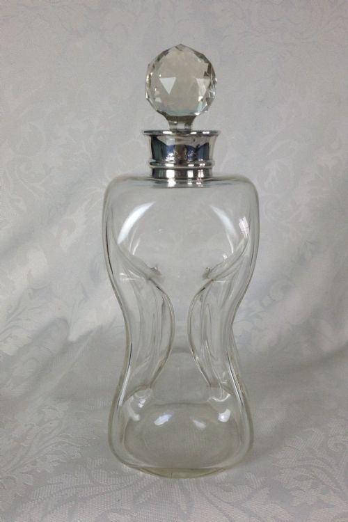 Art Nouveau 1909 Asprey Silver Mounted Glass Kluk Kluk Glug Glug Decanter Kuttrolf