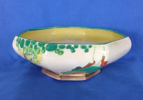 fig 1. Deco Clarice Cliff Secrets Pattern Large Octagonal Table Bowl