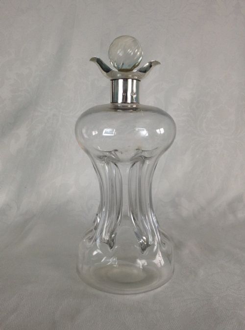 Art Nouveau Glass & Silver Kluk Kluk Glug Glug Decanter London 1896