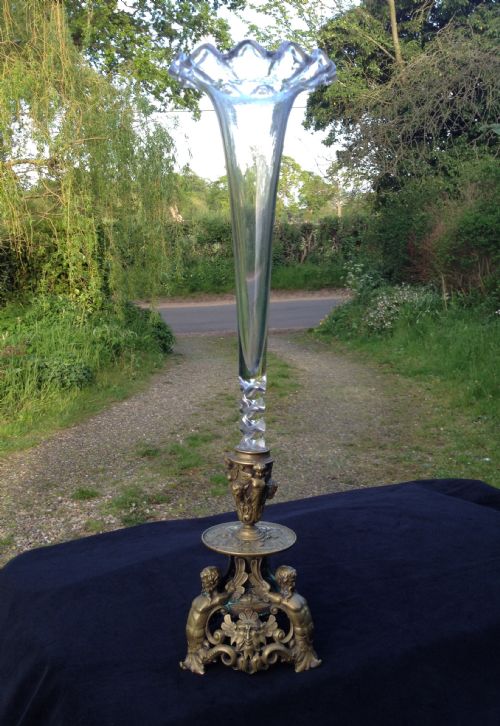 fig 1. Antique Late 19thC French Empire Gilt Bronze & Glass Epergne 18