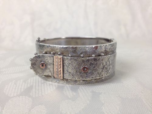 Charming Victorian Silver Engraved Buckle Bangle Bracelet Constantine & Floyd 1882