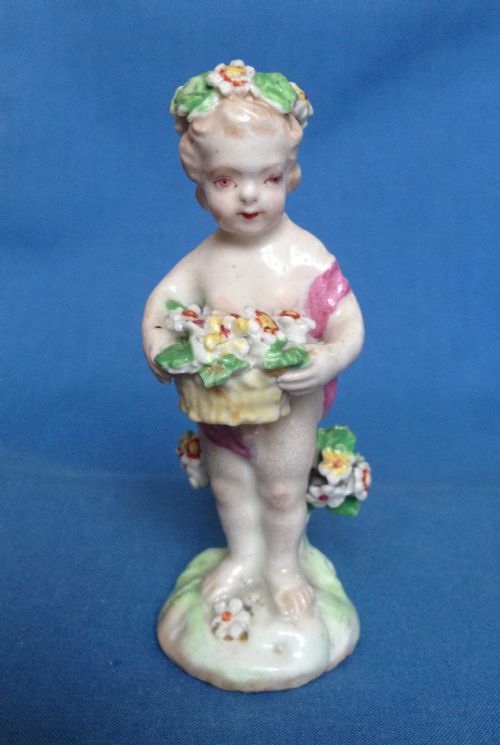 18thc Georgian Derby Small Putto Figure Patch Marks C.1780 Cherub Putti
