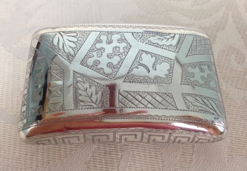 Unusual George III Silver Snuff Box Engraved Geometric Panels Birmingham 1809 John Taylor Oak Leaves Georgian