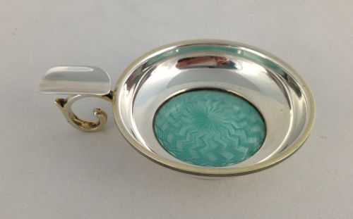 Unusual Art Deco Silver Guilloche Enamel Ashtray George V 1933 G.w. Lewis & Co.