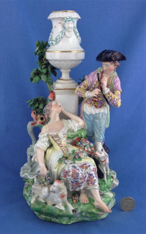 18thc Derby the Pastoral Fountain Group N12 Large Figural Group Patch Period William Duesbury C.1772