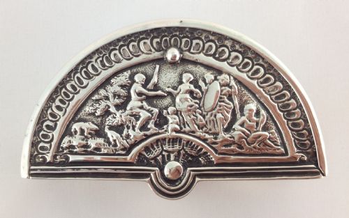 Unusual Georgian Silver Swivel Opening Snuff Box Semicircular Cast Thomas Langford II London 1784 George III