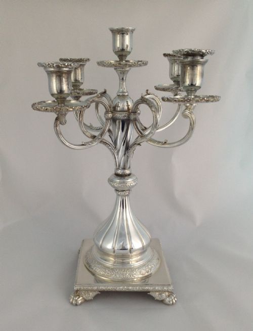 Stunning Tiffany & Co. Silver Plated 5 Sconce Candelabra Victorian C.1890 Soldered Silver Model 6141 Art Nouveau