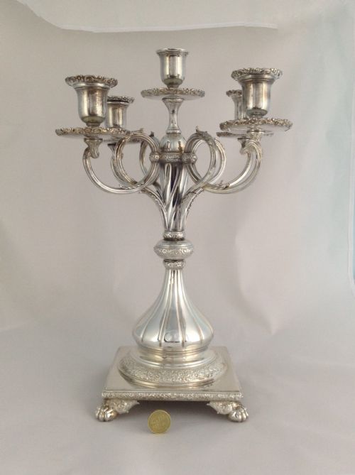 fig 2. Stunning Tiffany & Co. Silver Plated 5 Sconce Candelabra Victorian c.1890 Soldered Silver Model 6141 Art Nouveau