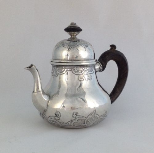 fig 1. Rare Early 18thC Small German Silver Pear Shape Teapot c.1720s Hamburg