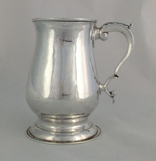 George III Silver Pint Tankard London 1781 George Smith II Baluster Scroll Handle 18th Century Georgian Mug