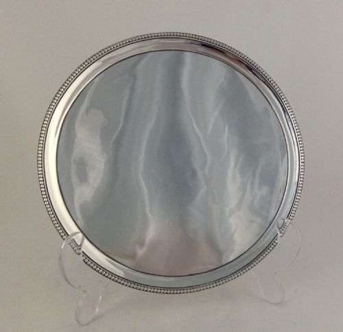 George III 1780 Round Silver Salver Waiter 7" Smith & Sharp London Beaded Border Georgian Tray