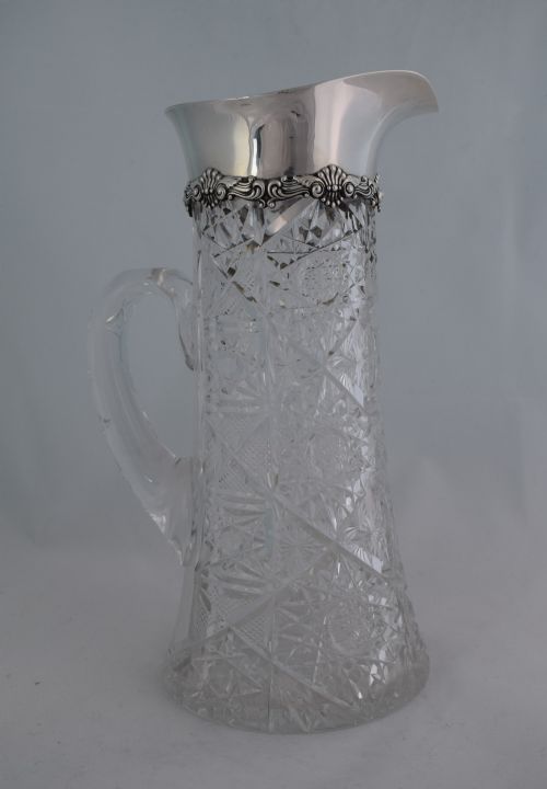 Stunning Gorham Sterling Silver Cut Crystal Champagne Pitcher Water Jug Edwardian C.1900