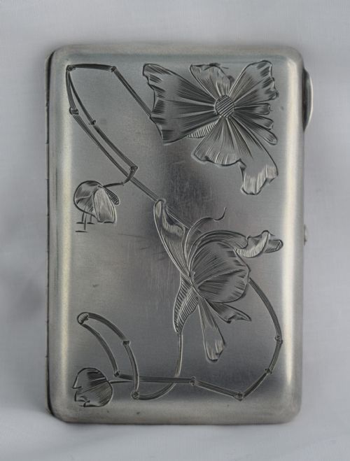 Art Nouveau Russian Silver Cigarette Case Moscow 1899-1908 Engraved Flowers Bc Maker