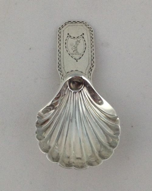 Sweet George III Silver Scallop Shell Caddy Spoon 1790 George Smith III & William Fearn Georgian