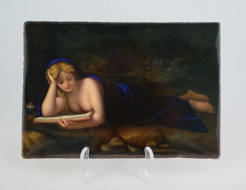 19thc Berlin Kpm Porcelain Plaque the Penitent Magdalene Mary