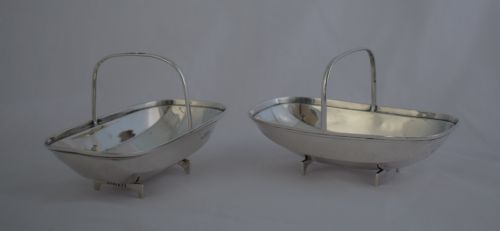 Edwardian Novelty Silver Pair Gardening Trugs James Dixon & Sons Sheffield Bonbon Trinket Dishes