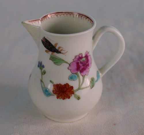 fig 1. Pretty Early Worcester Polychrome Cream Jug Sparrow Beak c.1770 Japanese Kakiemon Colours Dr Wall First Period