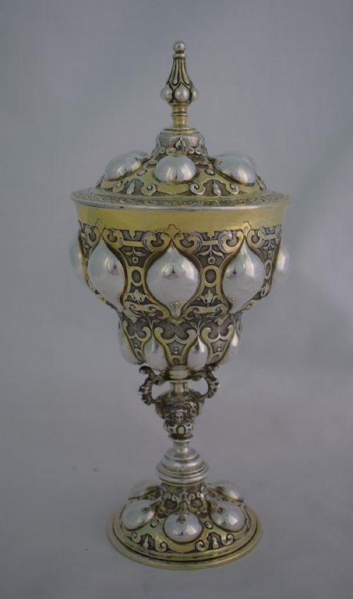 Stunning English Silver Gilt Cup & Cover After Nuremberg Pineapple Daniel & Charles Houle Victorian