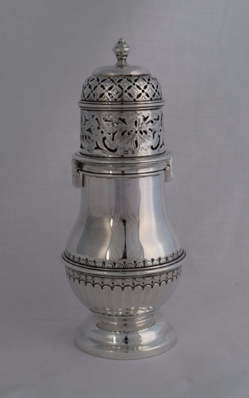 fig 1. Stunning Silver Sugar Caster Nathan & Hayes Bayonet Twist Lid Chester 1916 Georgian Style