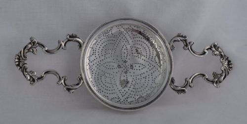 Rare Georgian Silver Lemon Punch Strainer 1762 Samuel Courthauld George III Twin-handled