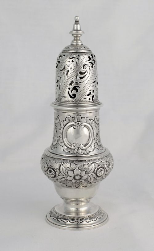 Lovely Georgian Silver Sugar Caster 1760 John Delmester George III Baluster