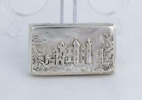 William IV Nathaniel Mills Silver Abbotsford House Castle Top Snuff Box