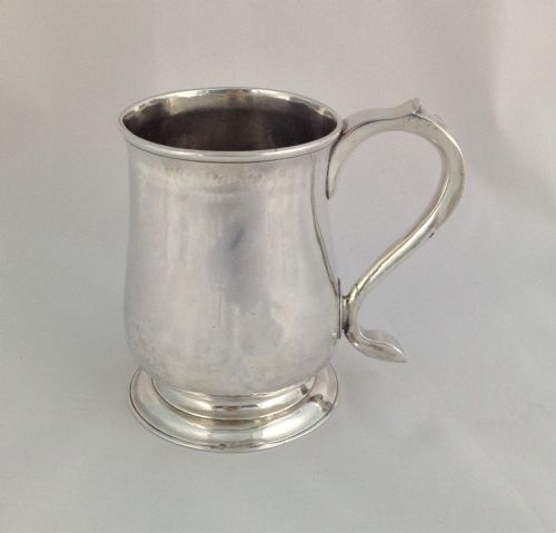 George II Silver 1 Pint Beer Mug Newcastle John Langlands I 1757 Georgian Beer Tankard