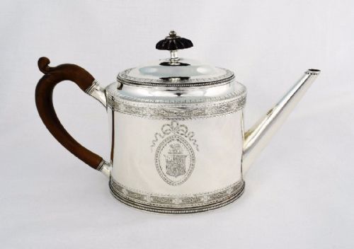 George III Hester Bateman Silver Oval Teapot Georgian 18thc Antique Georgian