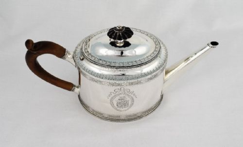 fig 1. George III Hester Bateman Silver Oval Teapot Georgian 18thC Antique Georgian