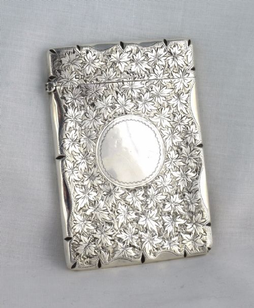 Pretty Edwardian Embossed Silver Card Case Stokes & Ireland Ltd Chester