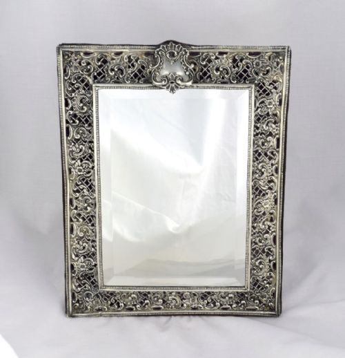 Stunning Victorian Silver Dressing Table Mirror Henry Matthews Easel Back Art Nouveau