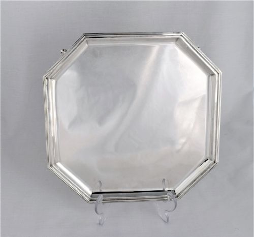 Large Art Deco Octagonal Silver Salver Goldsmiths & Silversmiths Co. Tray