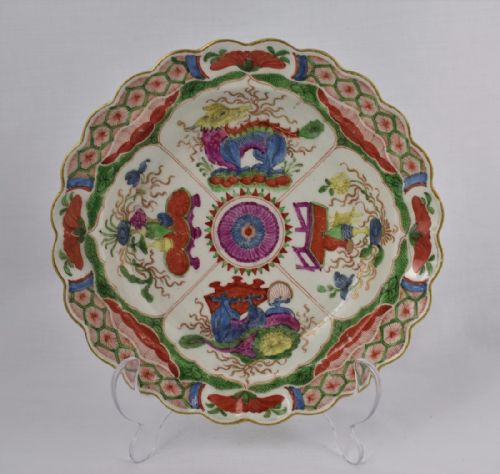 18thc Worcester Plate Dragon in Compartments Pattern C.1770 First Period Bengal Tiger