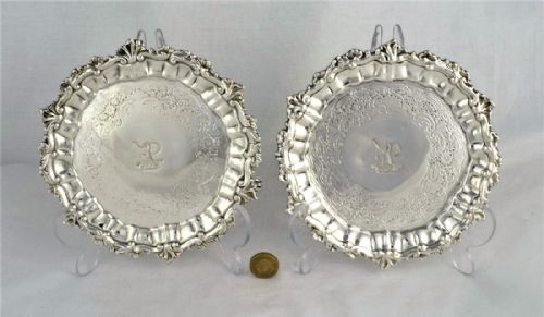 fig 1. Pair George II Silver Waiters Gabriel Sleath 1746 Salvers Card Trays Georgian