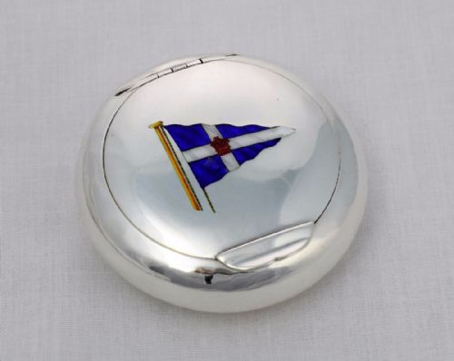 Edwardian Silver & Enamel Royal Thames Yacht Club Tobacco Pebble Box
