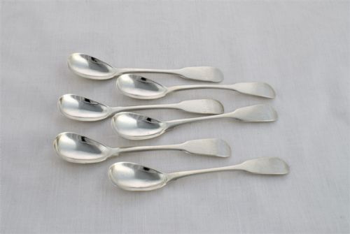 Set 6 Georgian Irish Silver Egg Spoons Dublin 1829 Edward Power Fiddle Pattern